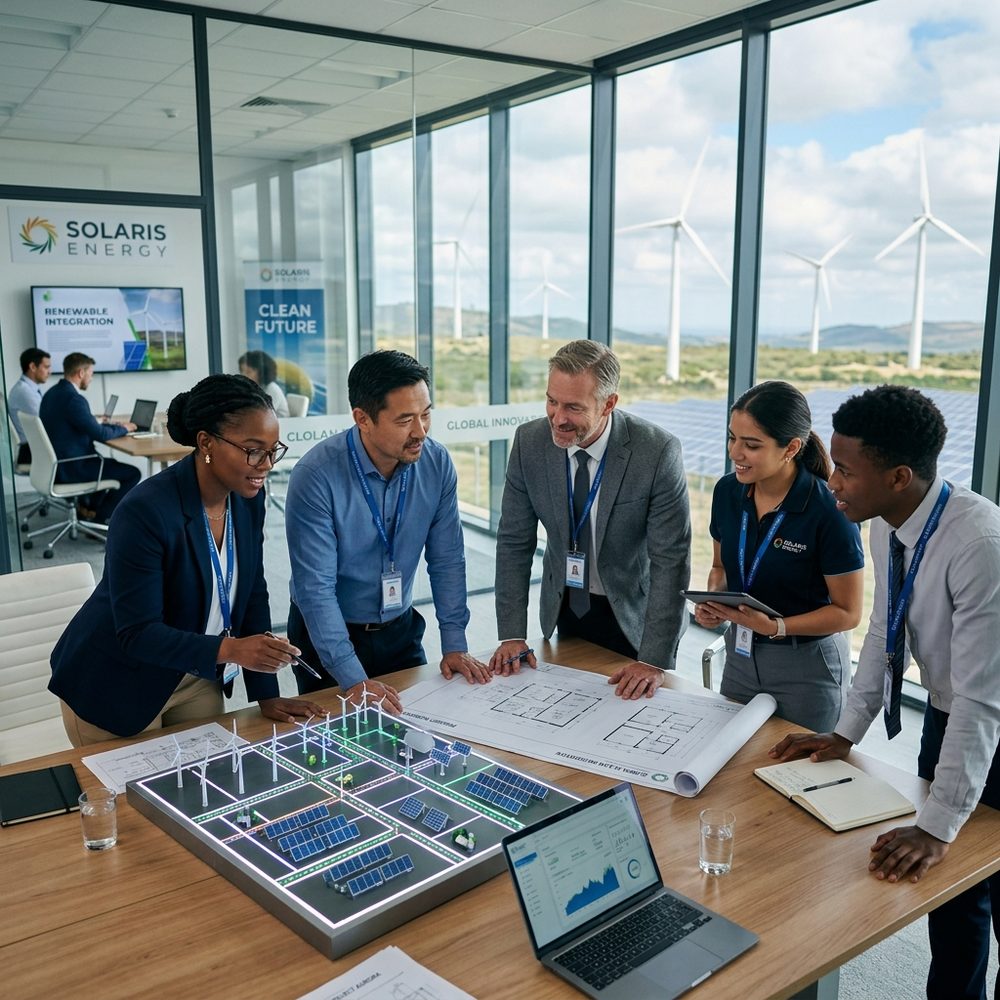 Collaborative team at Locura working on clean energy technologies